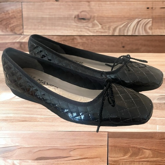Paul Mayer Attitudes black patent quilted black flats - Picture 1 of 14